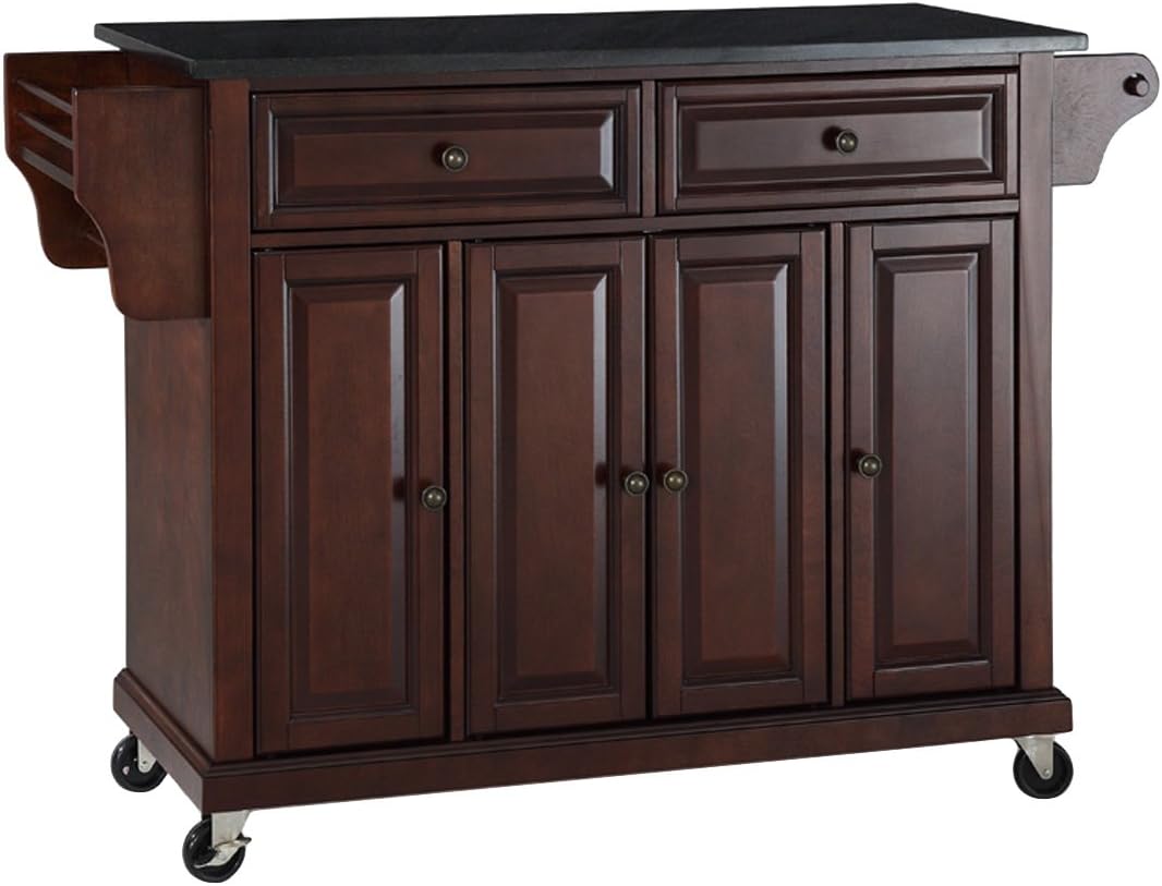 White Full Size Kitchen Cart with Solid Granite Top C26134