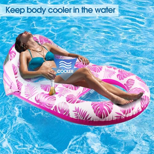 Inflatable Pool Lounge Float with Canopy and Cup Holder P842
