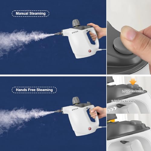 Handheld Steam Cleaner with 16 PCS Accessory & Safety Lock, 500ML White T168