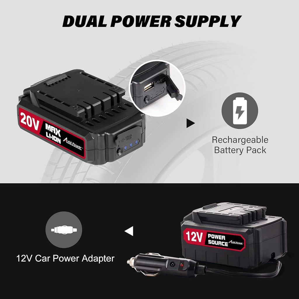 20V Cordless Tire Inflator with Digital Pressure Gauge K107