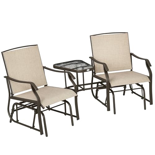 Gray 2-Seat Outdoor Glider Chair with Coffee Table C952878