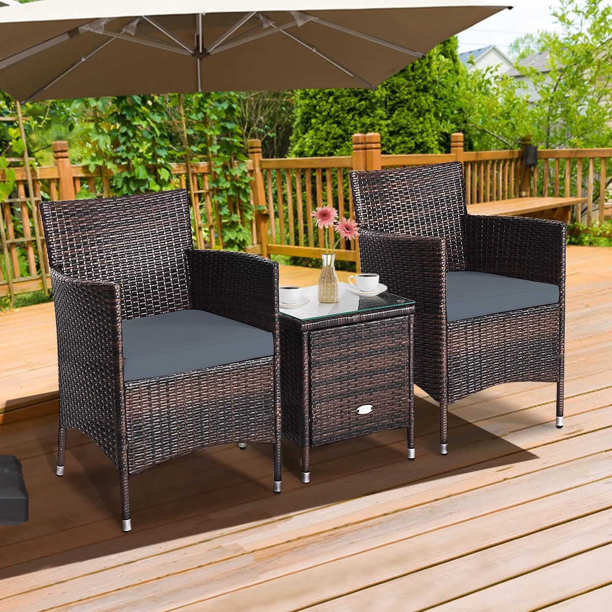Outdoor Rattan Conversation Set 3 Pieces V3151