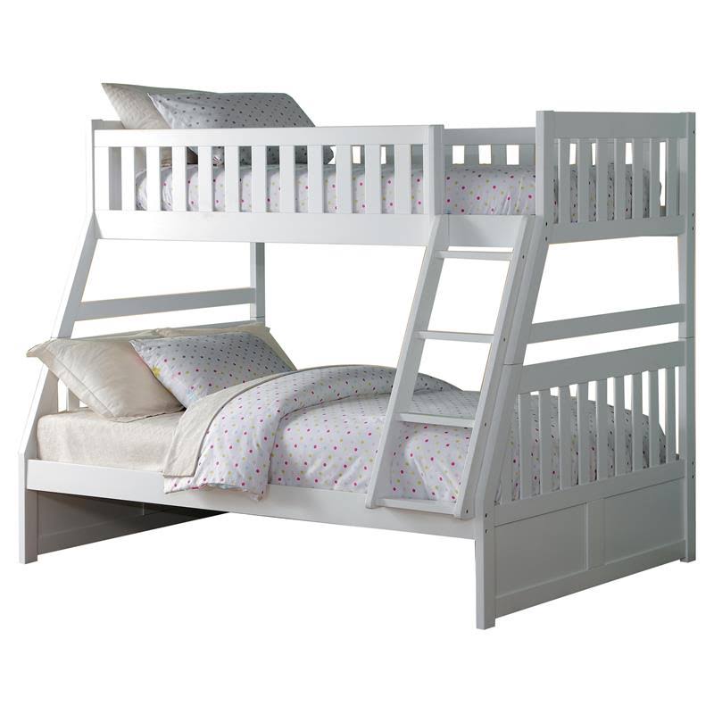White Twin Over Full Wood Bunk Bed D8262