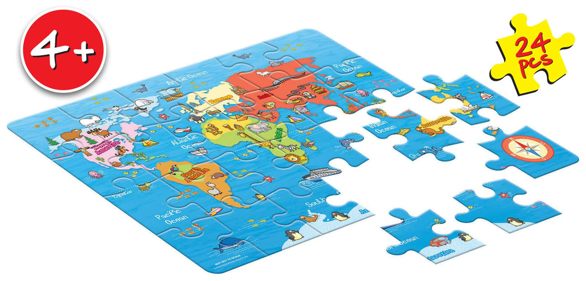 World Map Puzzle 24 Pieces Jigsaw Puzzle For Kids Age 4 Years Old And Above D2088