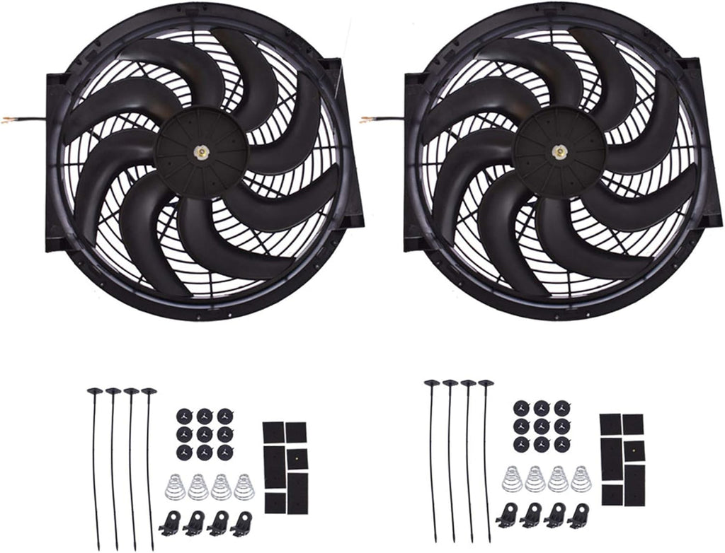 2 Set 12 inch Universal Electric Condenser Radiator Slim Cooling Fan M865