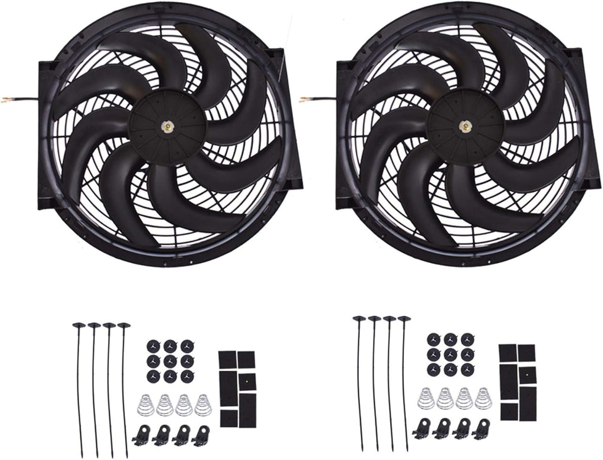 2 Set 12 inch Universal Electric Condenser Radiator Slim Cooling Fan M865
