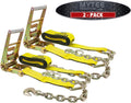 (2 Pack) 2 in. x 30 ft. Ratchet Strap with Chain Anchor WLL#3,400 lbs G23168