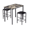 3-Piece Marble Top Black Dining Set W440