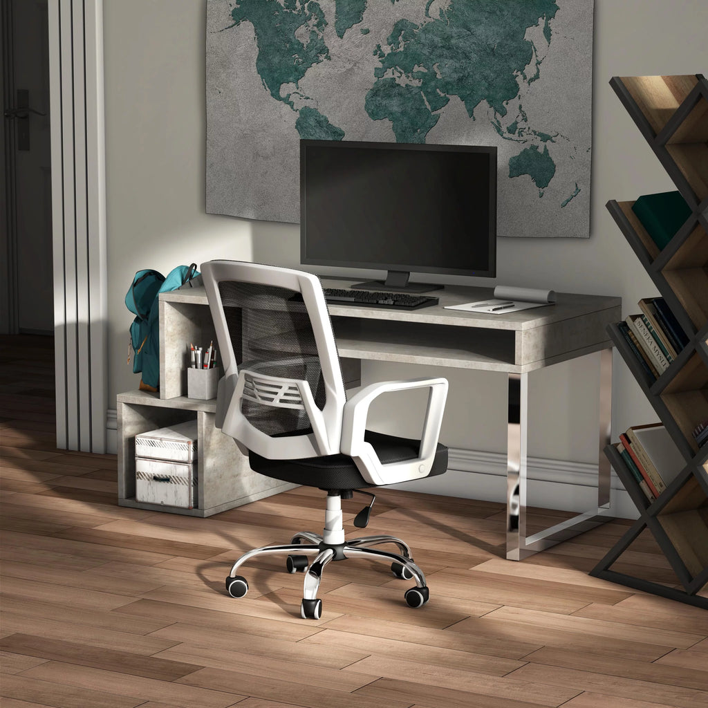 White Fabric Height Adjustable Desk Chair H86077