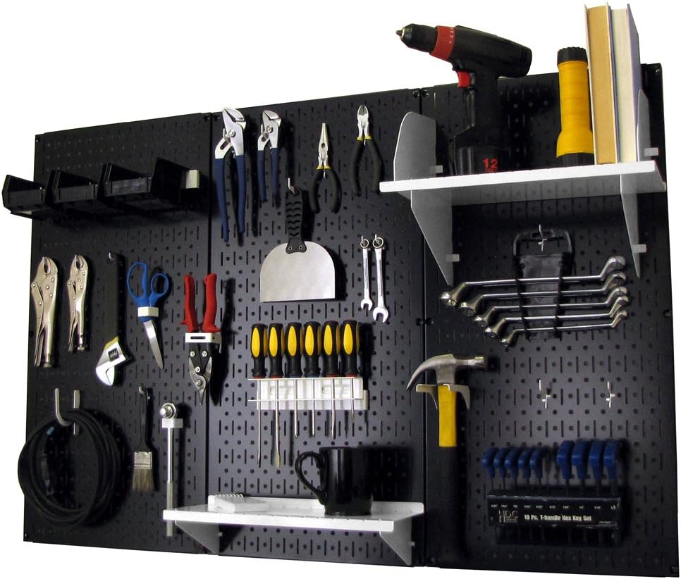 4 ft. Metal Pegboard Standard Tool Storage Kit with Blue Toolboard and Black Accessories T769483