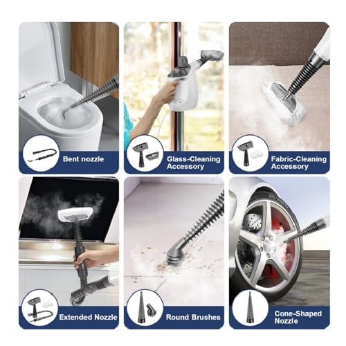 Handheld Steam Cleaner with 16 PCS Accessory & Safety Lock, 500ML White T168