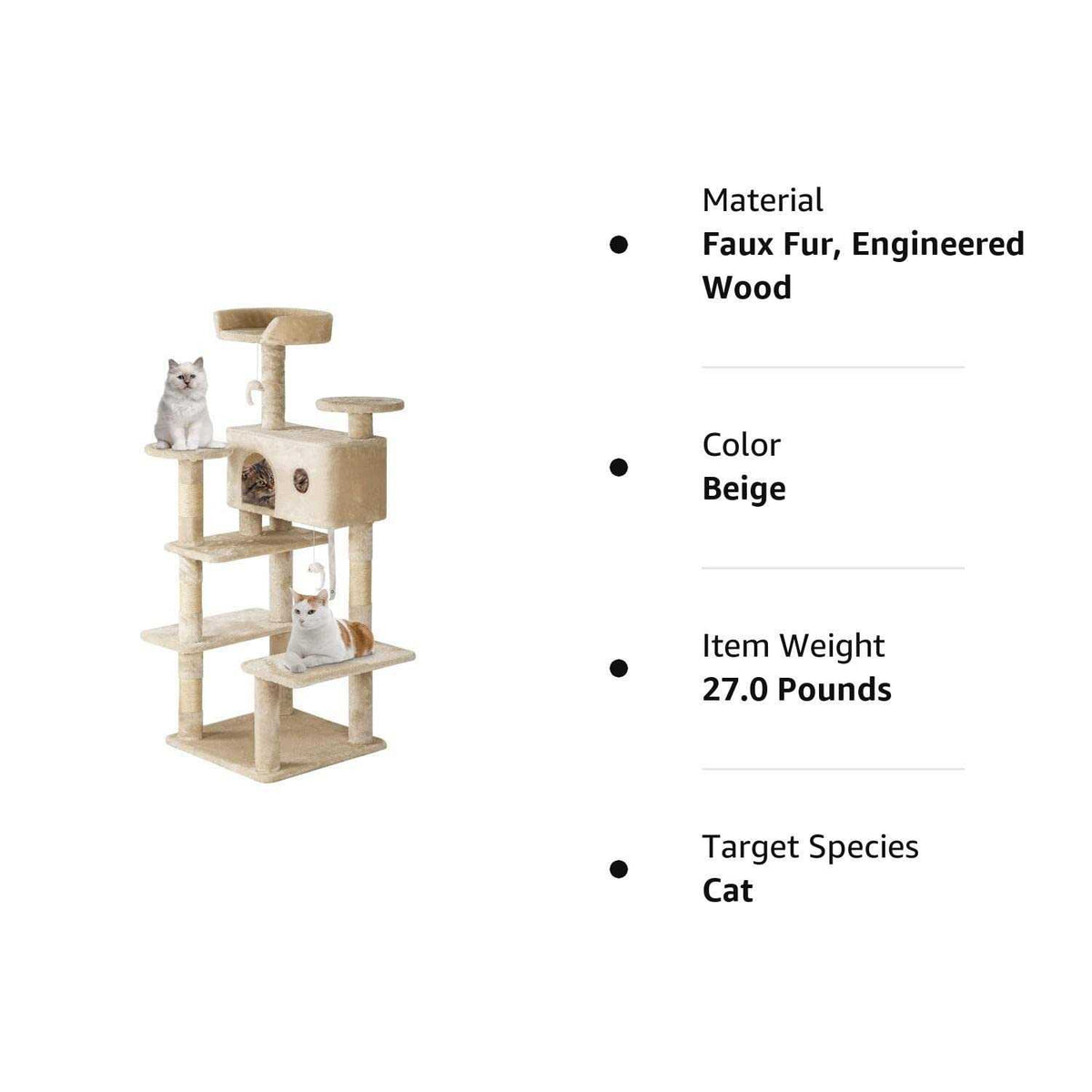 54in Cat Tree Tower with Scratching Posts and Condo R685779