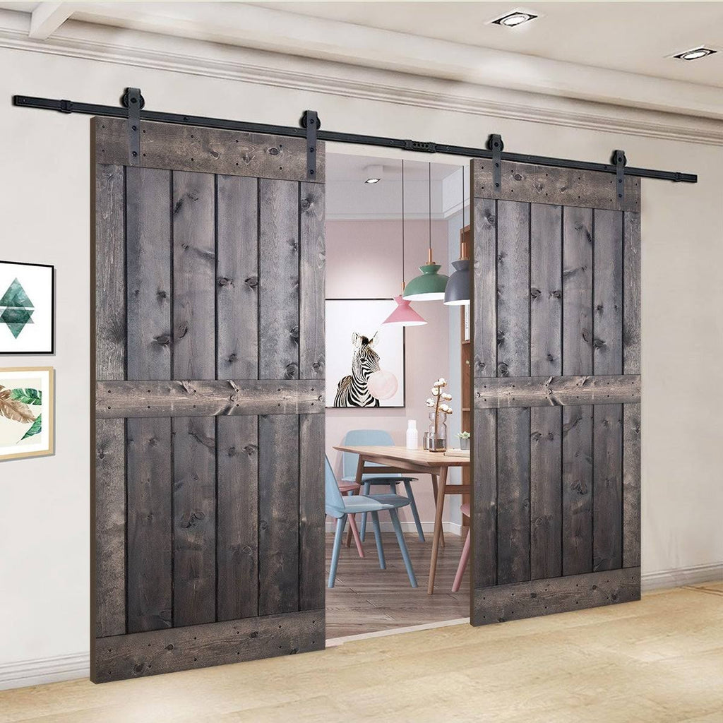 Paneled Wood Double Barn Door Set of 2 P45017