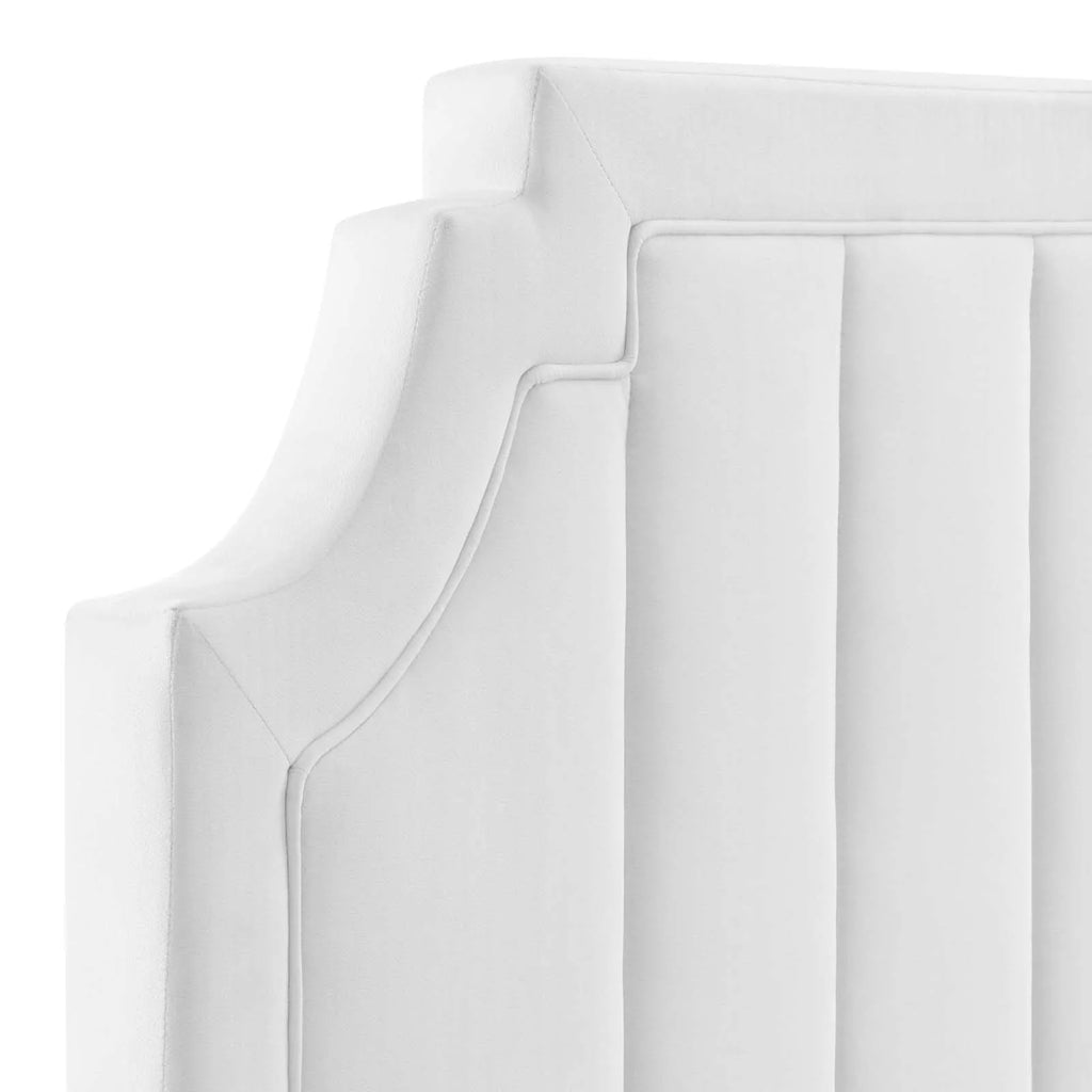 White Channel Tufted Performance Velvet Full/Queen Headboard N6463