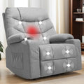 Oversized Swivel Rocker Recliner Chair with Massage & Heat, Gray Y548