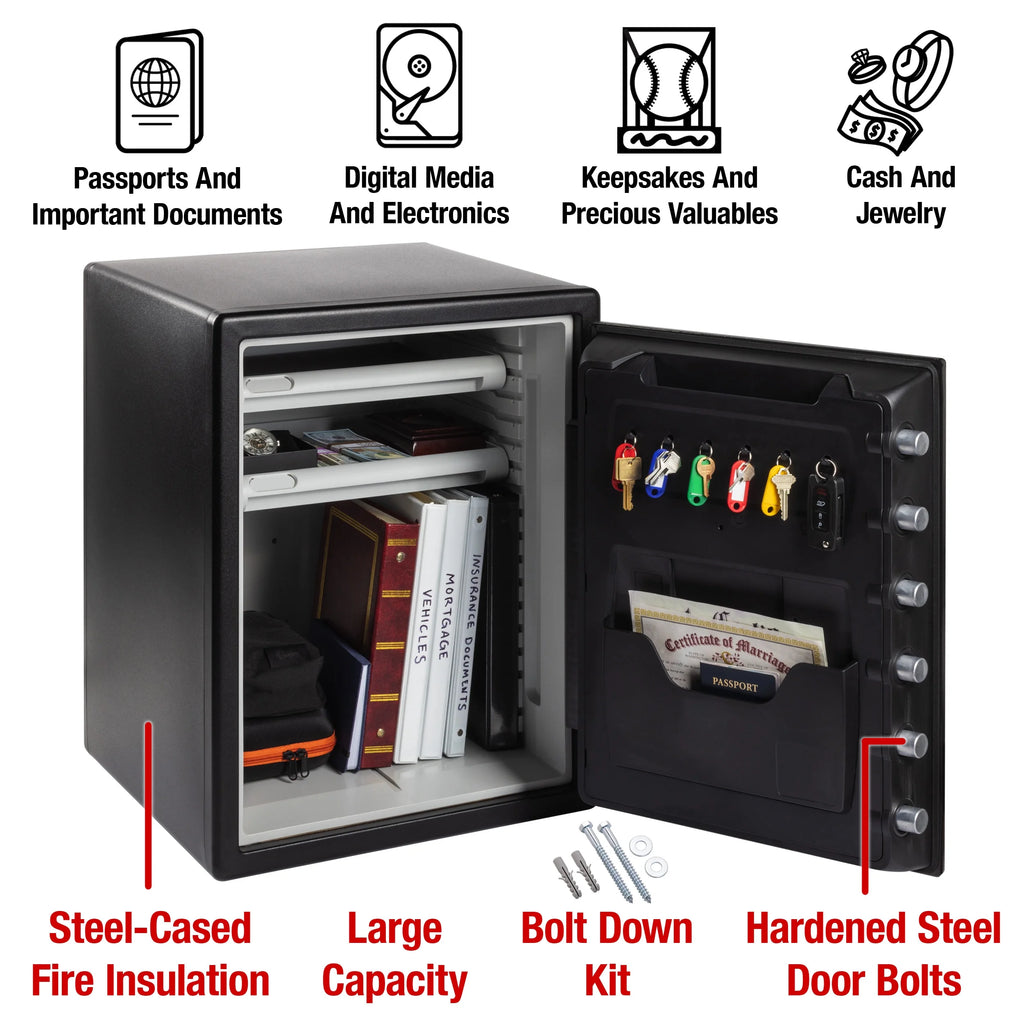 Water and Fire-Resistant Safe with Digital Keypad Lock, 2.0 cu. ft. T638