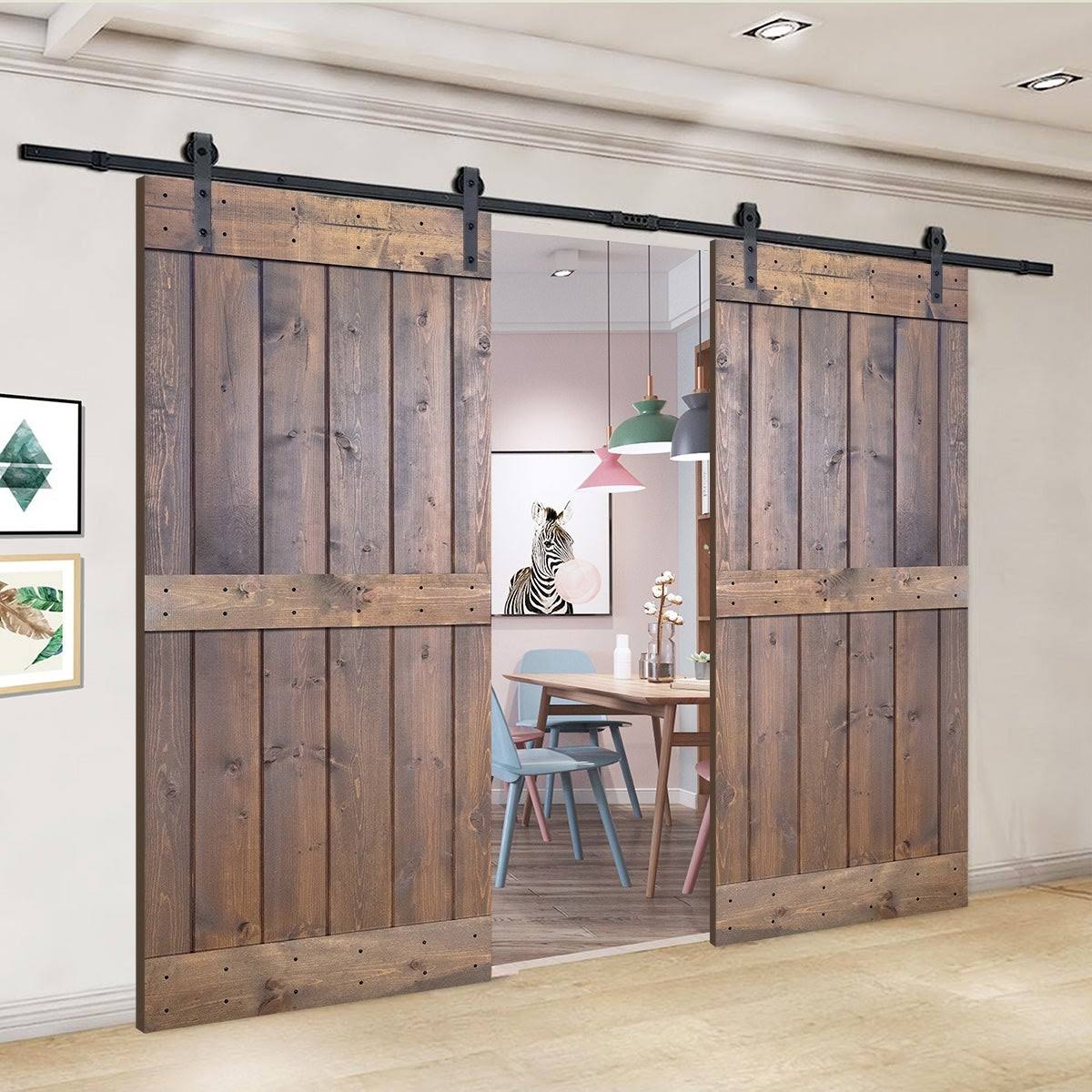 Paneled Wood Double Barn Door Set of 2 P45017