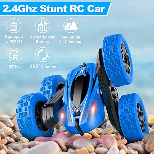 Remote Control Car 2.4GHz Stunt 4WD 360° Rotating Off Road Crawler Toy Car Blue P296