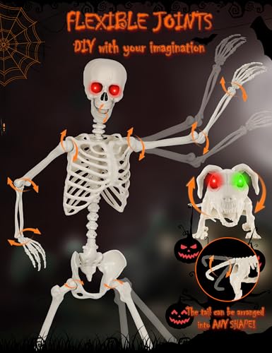 Life Size Skeleton with Glowing Eyes Movable Joints D223527