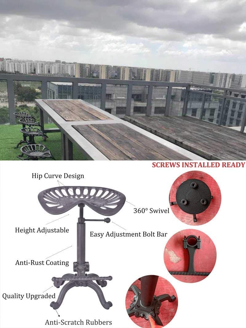 Industrial Bar Stool with Cast Iron Tractor Seat C7927