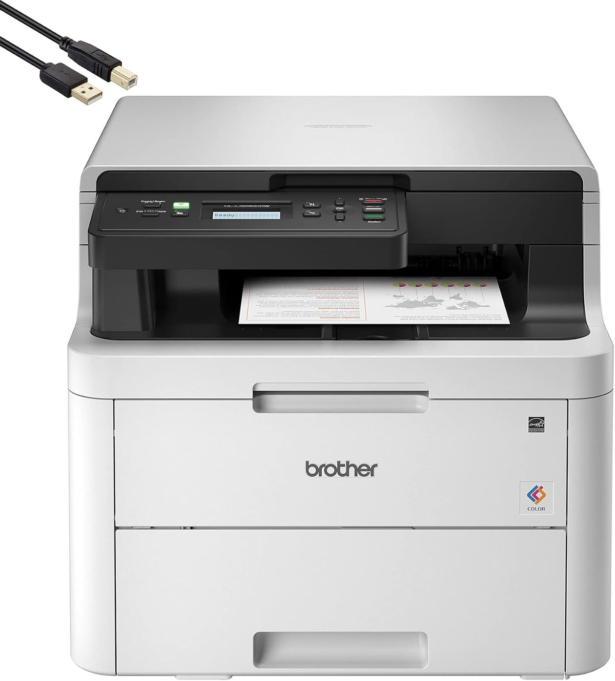 Compact Digital LED Color All-in-One Printer with Flatbed Copy & Scan, Wireless Duplex Printing J7738