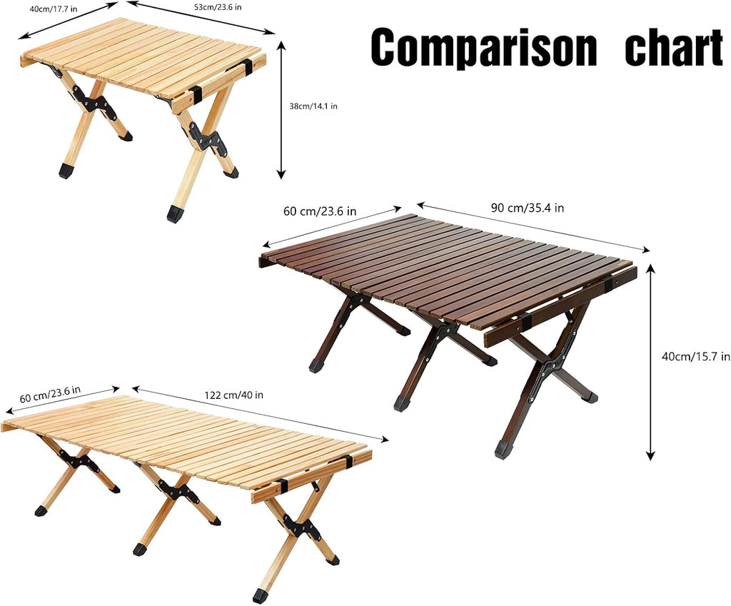 Portable Folding Wooden Camping Table with Carry Bag N231