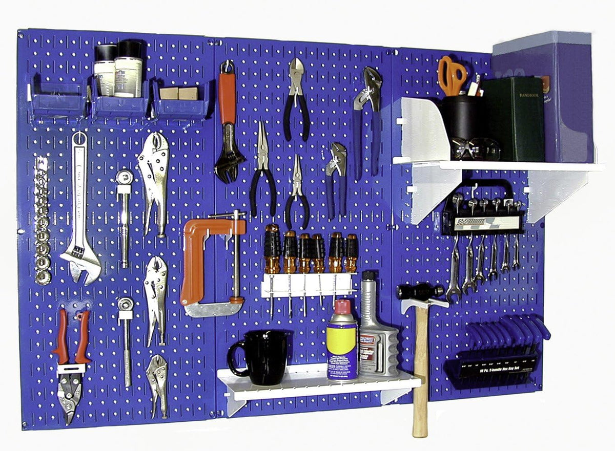 4 ft. Metal Pegboard Standard Tool Storage Kit with Blue Toolboard and Black Accessories T769483