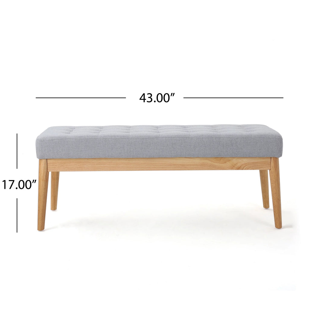 Light Grey Tufted Fabric Bench U226474