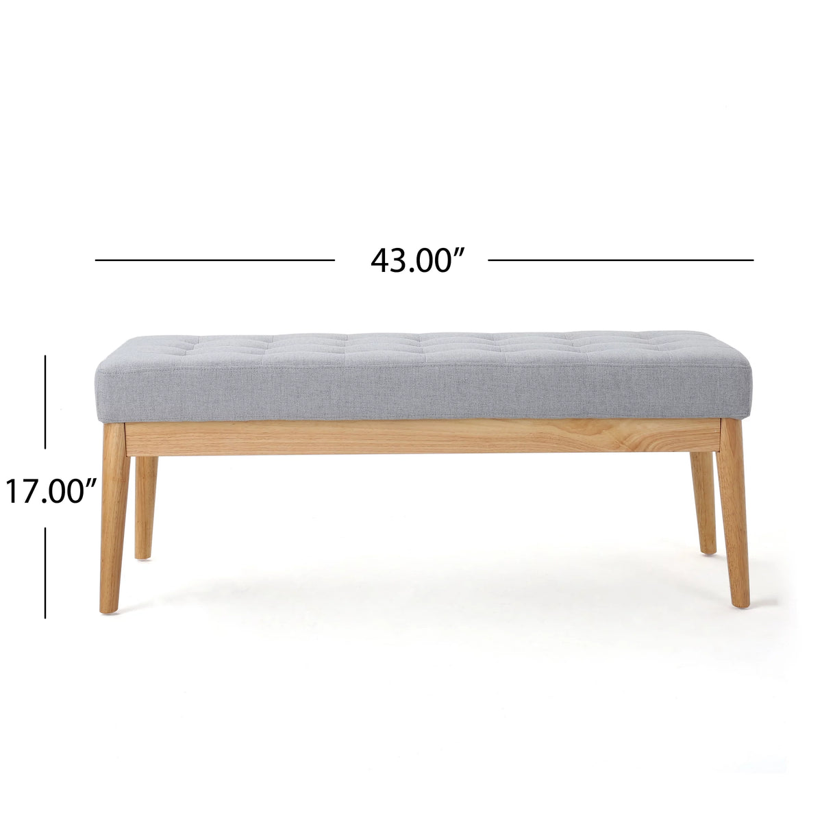 Light Grey Tufted Fabric Bench U226474