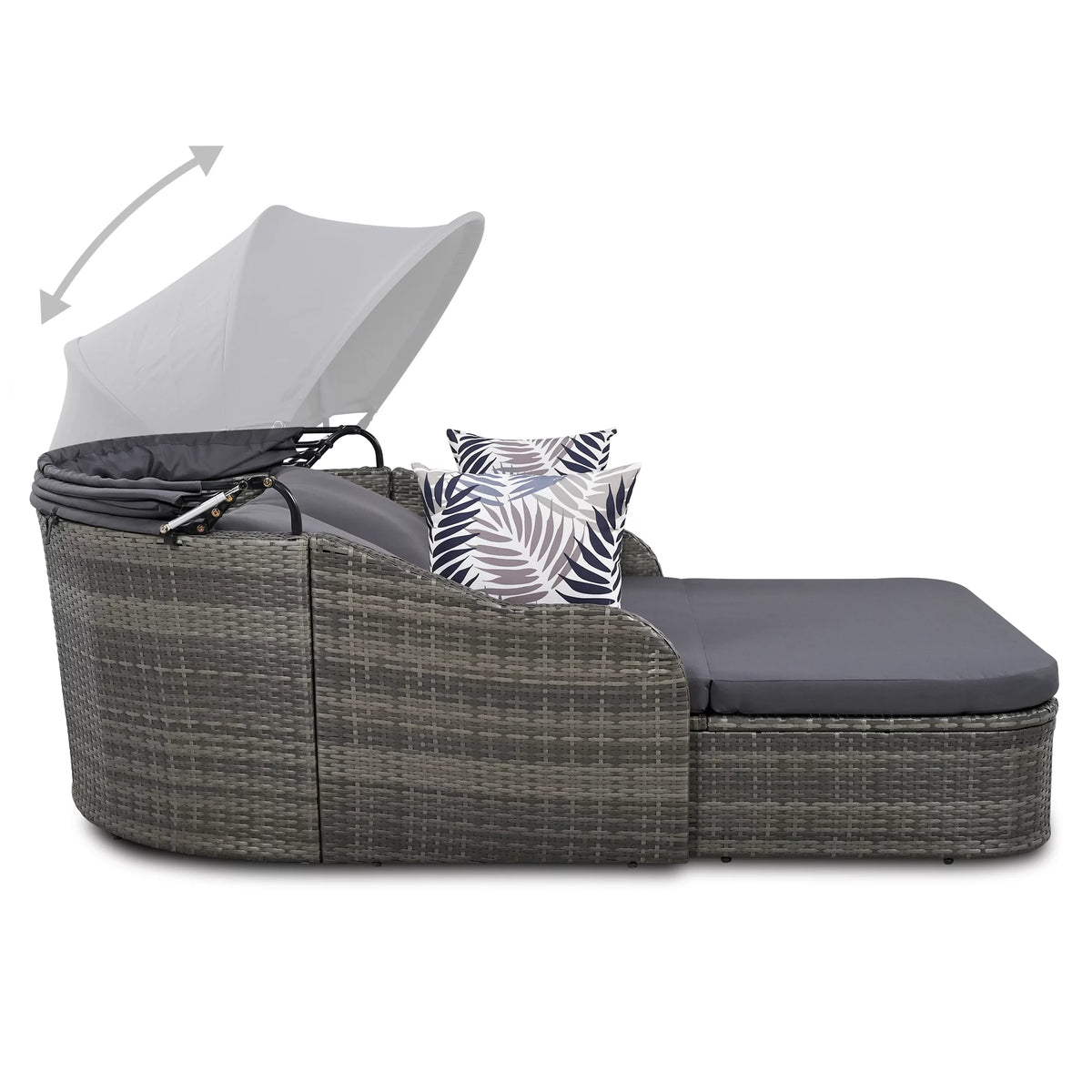 PE Rattan Double Lounge Daybed with Canopy and Cushions V2088