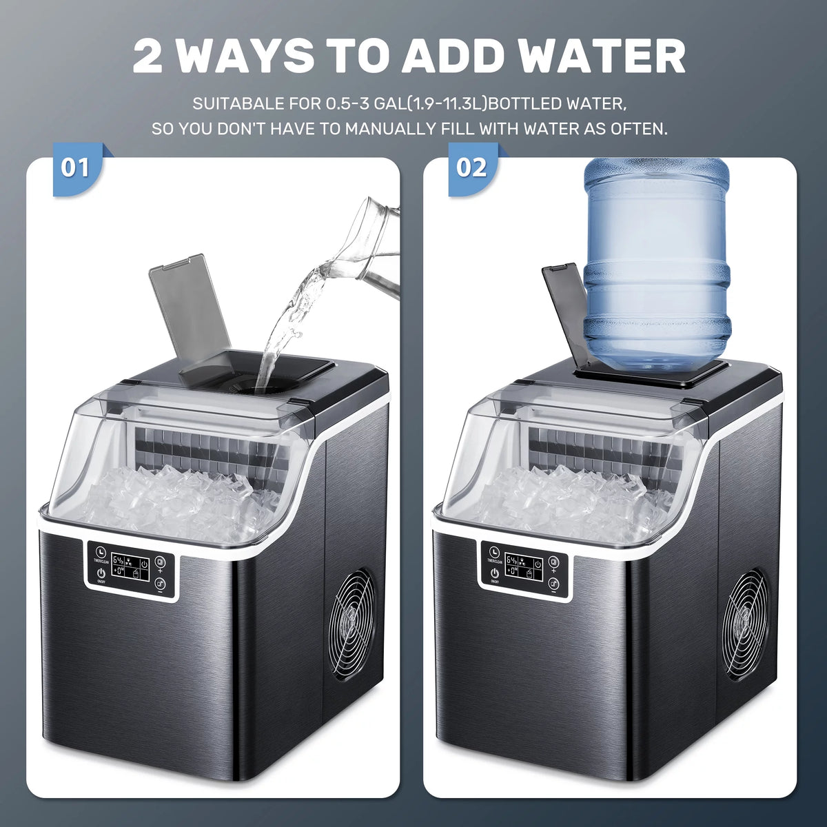 44Lbs/24H Self-Cleaning Countertop Ice Maker with Ice Scoop & Basket L3365