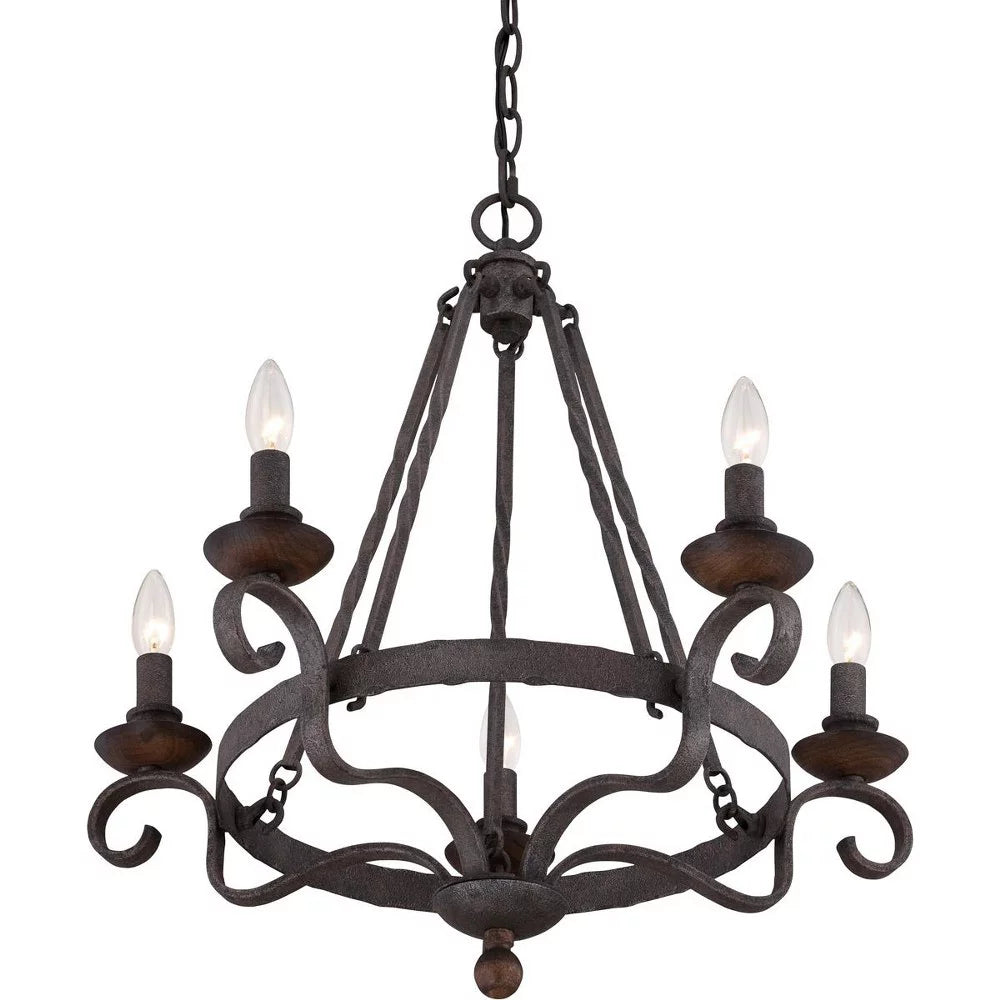 Five Light Chandelier Rustic Black Q314