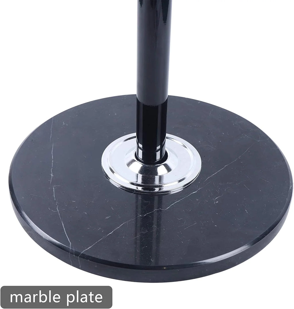 Black Metal Coat Tree with 16 Hooks and Marble Base A40163