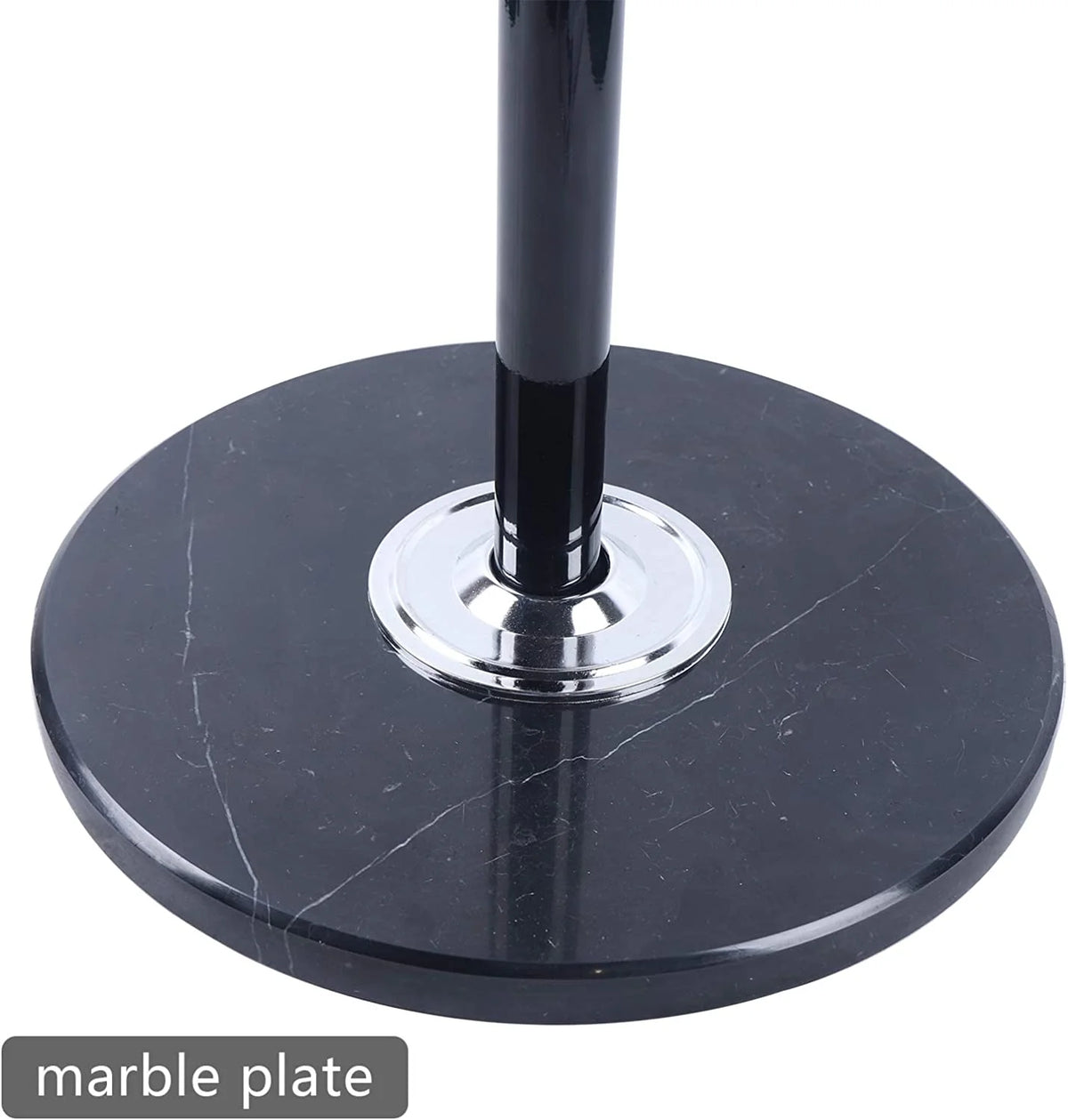 Black Metal Coat Tree with 16 Hooks and Marble Base A40163
