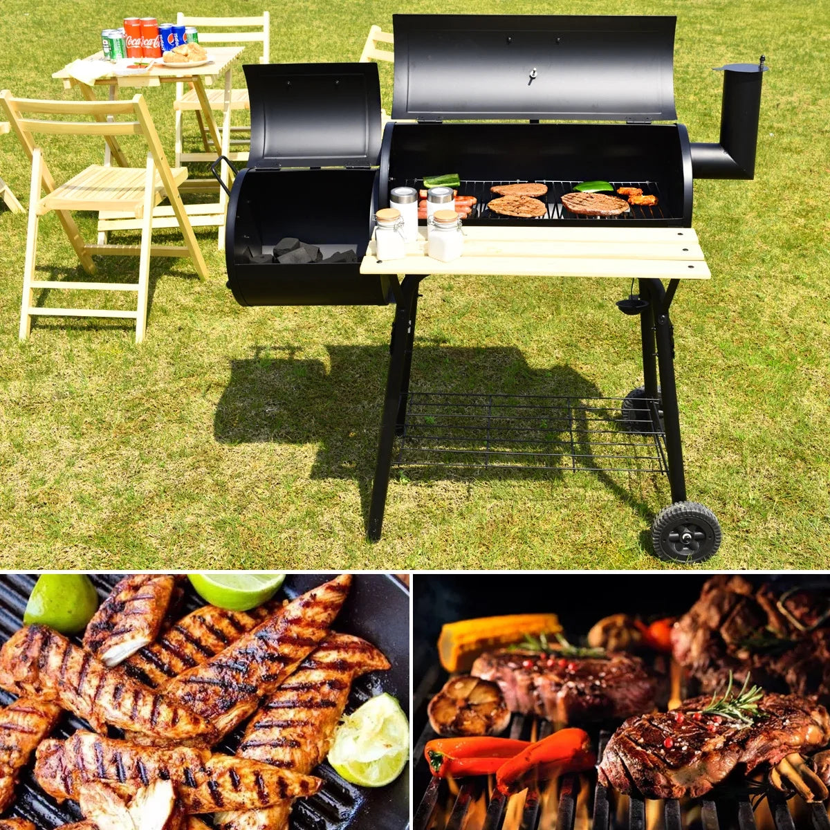 Outdoor Charcoal BBQ Grill Smoker E2635