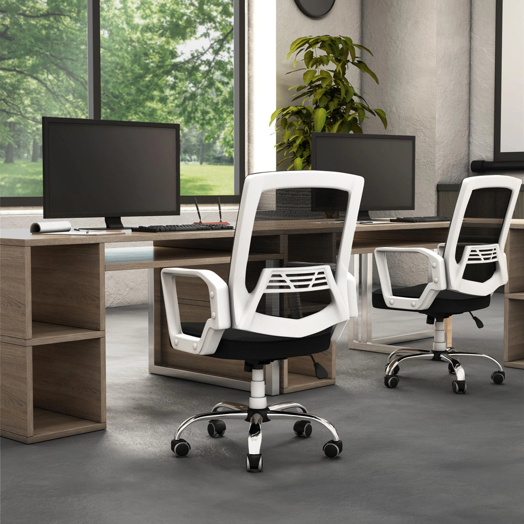 White Fabric Height Adjustable Desk Chair H86077