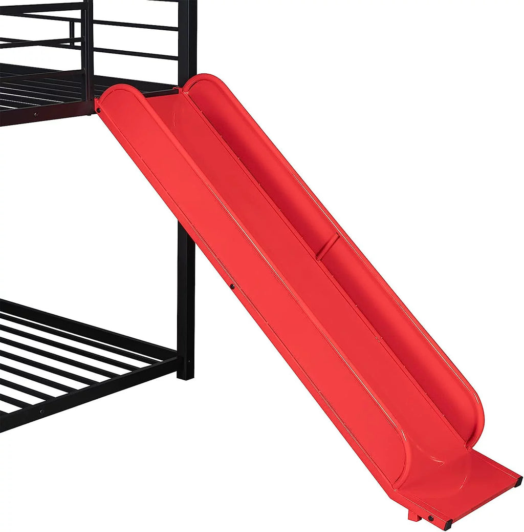 Twin Over Twin Metal Bunk Bed with Slide E909410