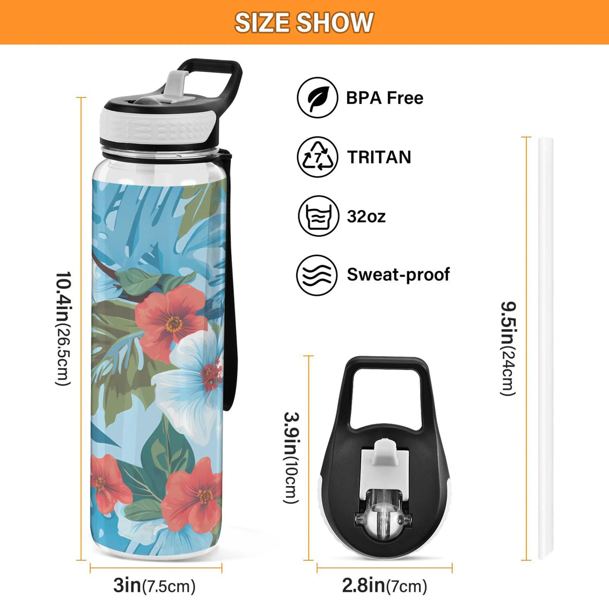 32oz Tritan Leakproof Water Bottle with Straw M895767
