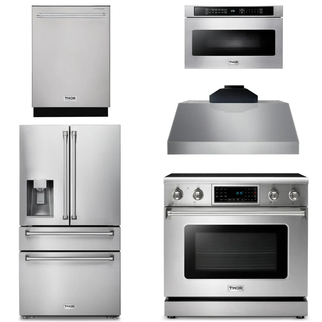 36 Electric Range, Range Hood, Microwave, Refrigerator, Dishwasher W37969