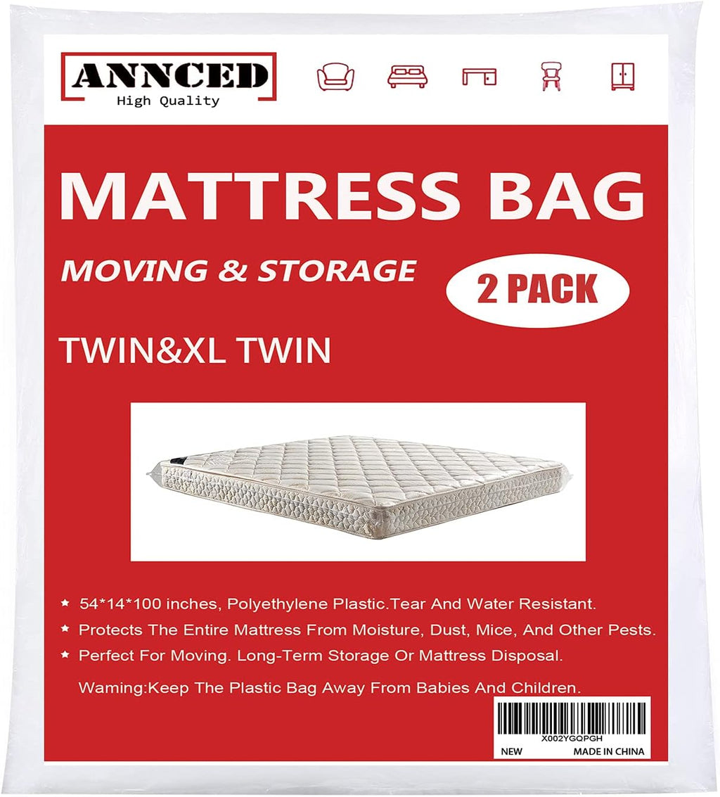 2 Packs 4 mil Thick Polyethylene Mattress Bag, California King X5274