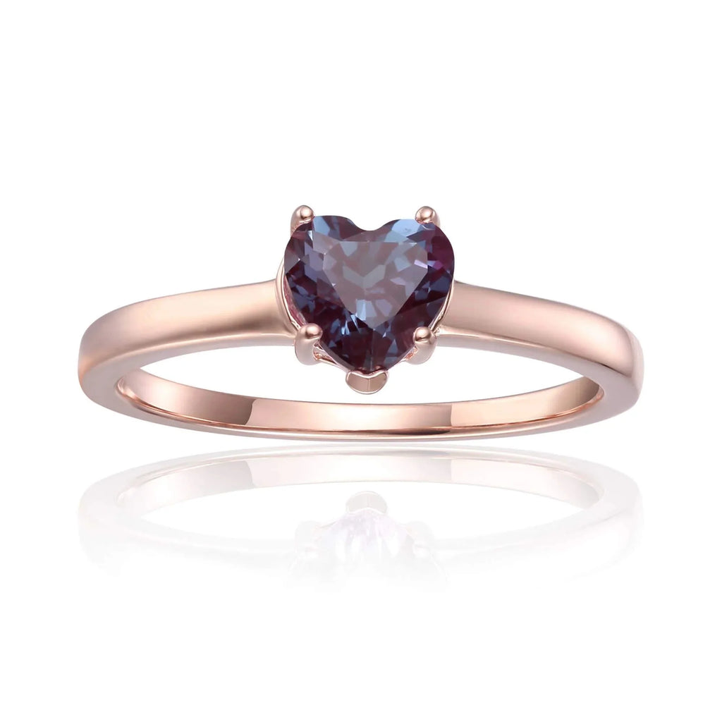 Rose Gold Plated Sterling Silver Alexandrite Solitaire Engagement Ring T64018