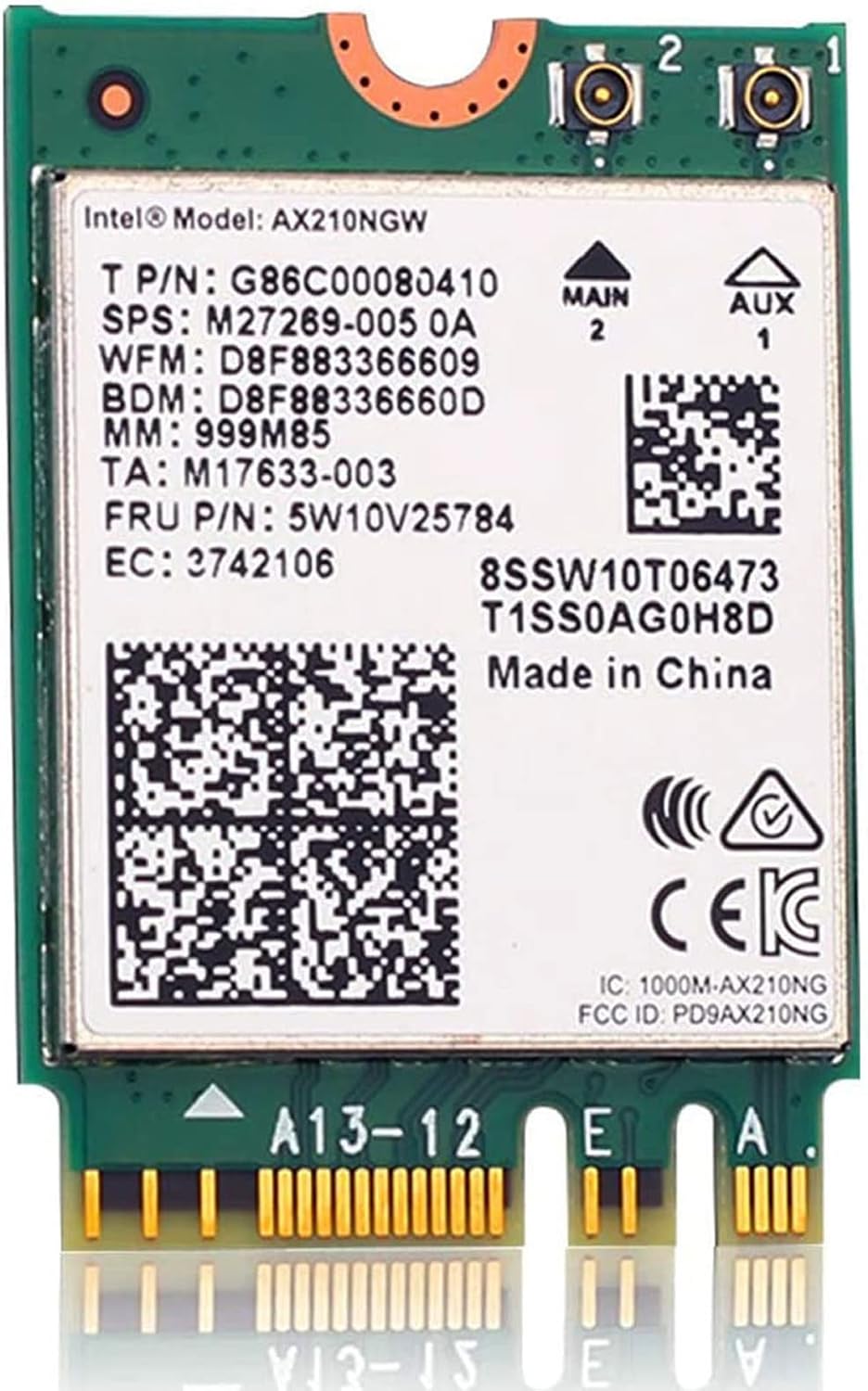 WiFi 6E Card AX210 Bluetooth 5.2 Tri-Band 5400Mbps Wireless Module Pack of 2 T721385