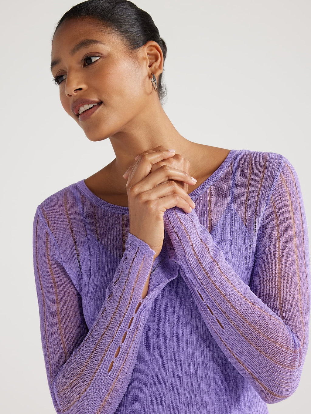 Women's Sheer Maxi Sweater Dress with Lining L83381