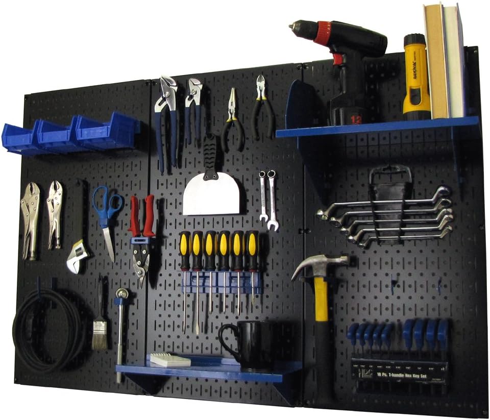 4 ft. Metal Pegboard Standard Tool Storage Kit with Blue Toolboard and Black Accessories T769483