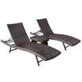 3 Piece Multibrown Outdoor Wicker Chaise Lounge Set E912203
