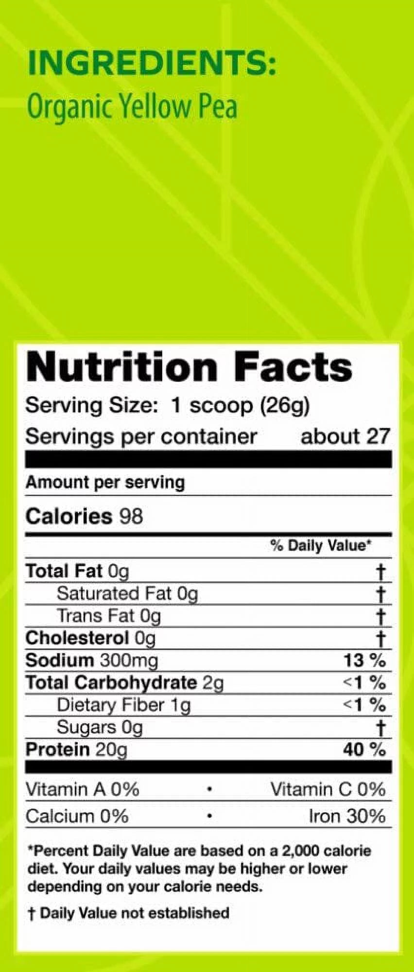 Unflavored Organic Plant Based Pea Protein Powder Q2380