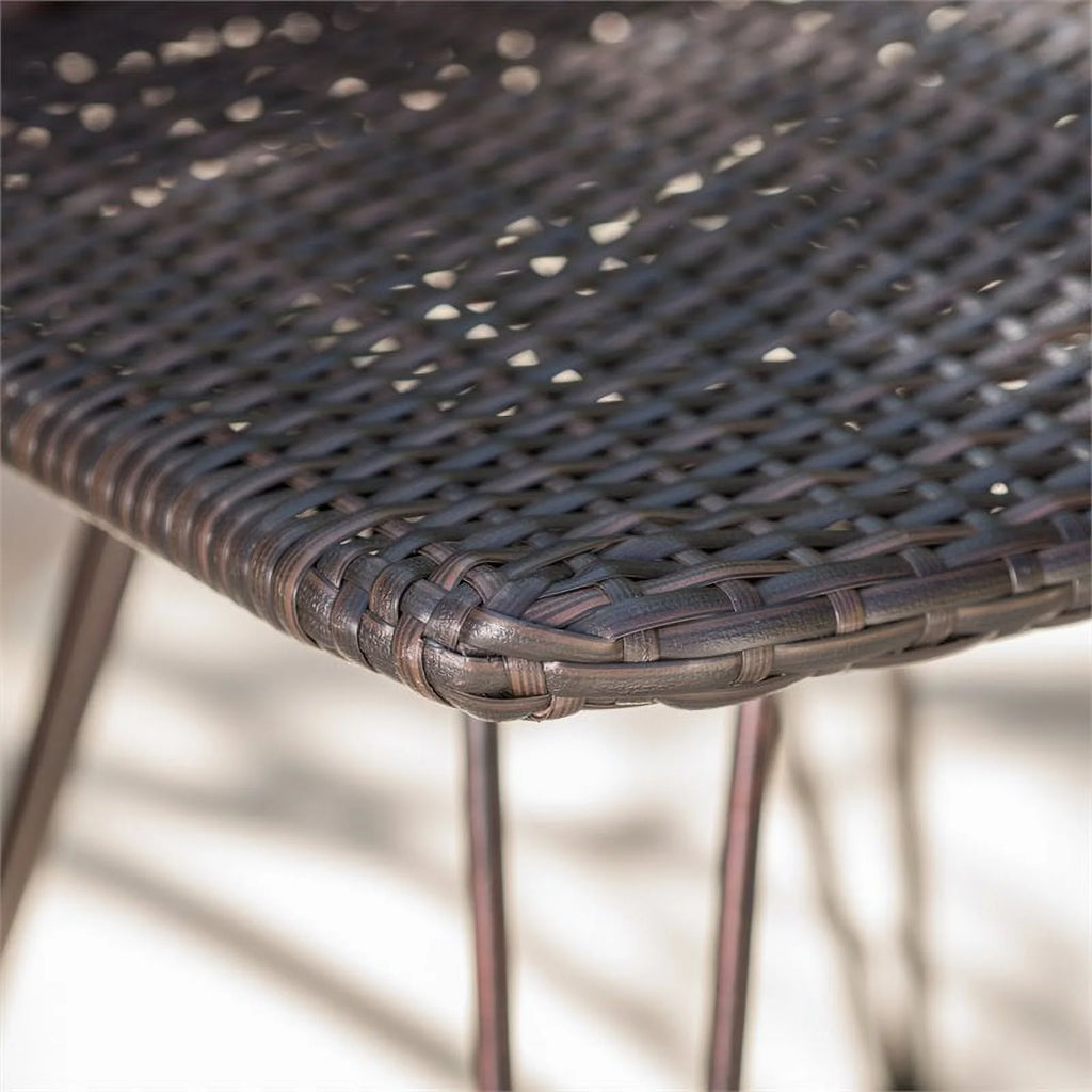 Wicker Barstool with Black Brush Copper Iron Frame Set of 2 A7329