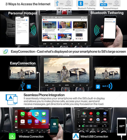 10 inch Double-DIN Car Stereo with Wireless CarPlay & Android Auto X1037